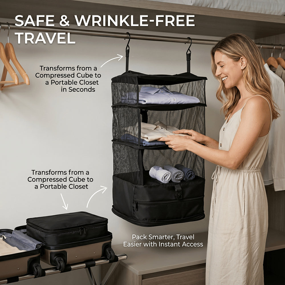 🧳 Travel Hanging Closet Organizer Bag with Hooks & Compression Straps