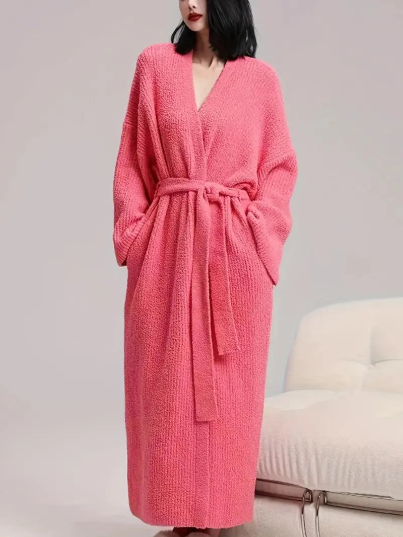 Women’s Long Fleece Robe – Soft Cozy Wrap Loungewear