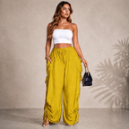 Women’s Relaxed Wide-Leg Pants – Adjustable Drawstring Waist Casual Trousers