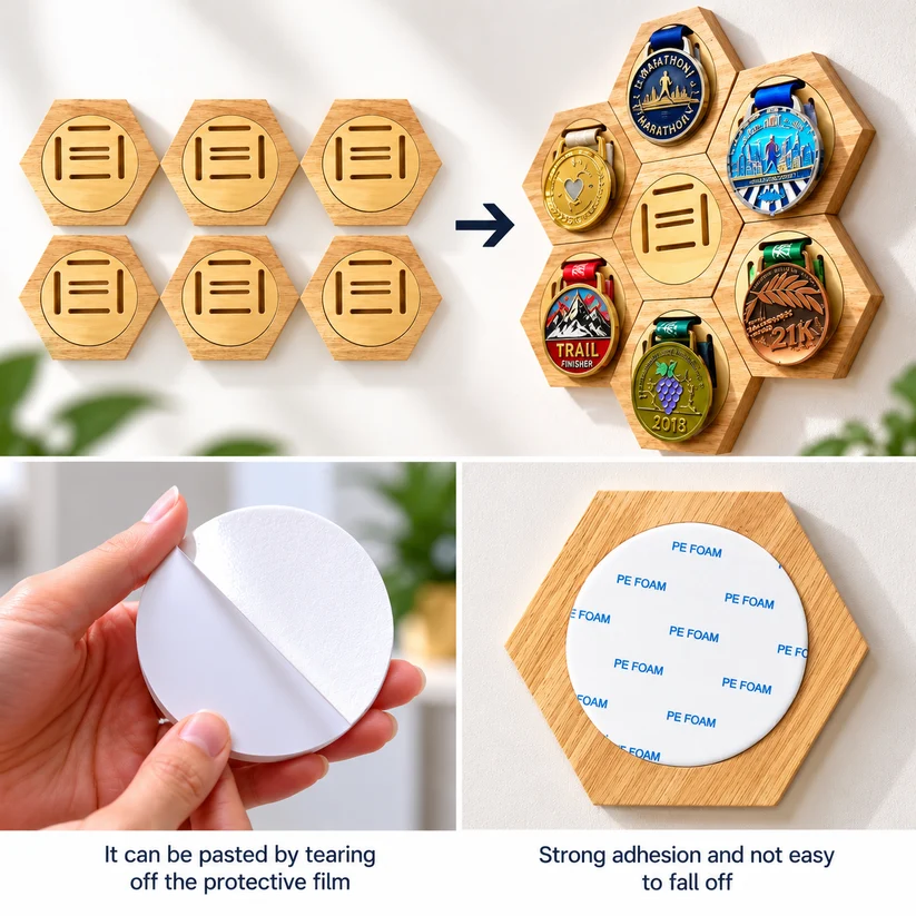 🏆✨No-Drill Wooden Medal Display Holder – Celebrate Every Achievement! 🎉