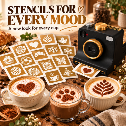☕️Camera-Style Coffee Latte Art Maker—A Stencil Tool for Coffee and Desserts☕️