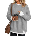 Effortless Casual Style: Women's Relaxed Layered Crewneck Sweatshirt Everyday Top