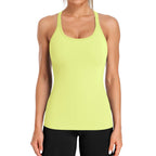 Ribbed Workout Tank Tops for Women with Built in Bra Tight Racerback Scoop Neck Athletic Top