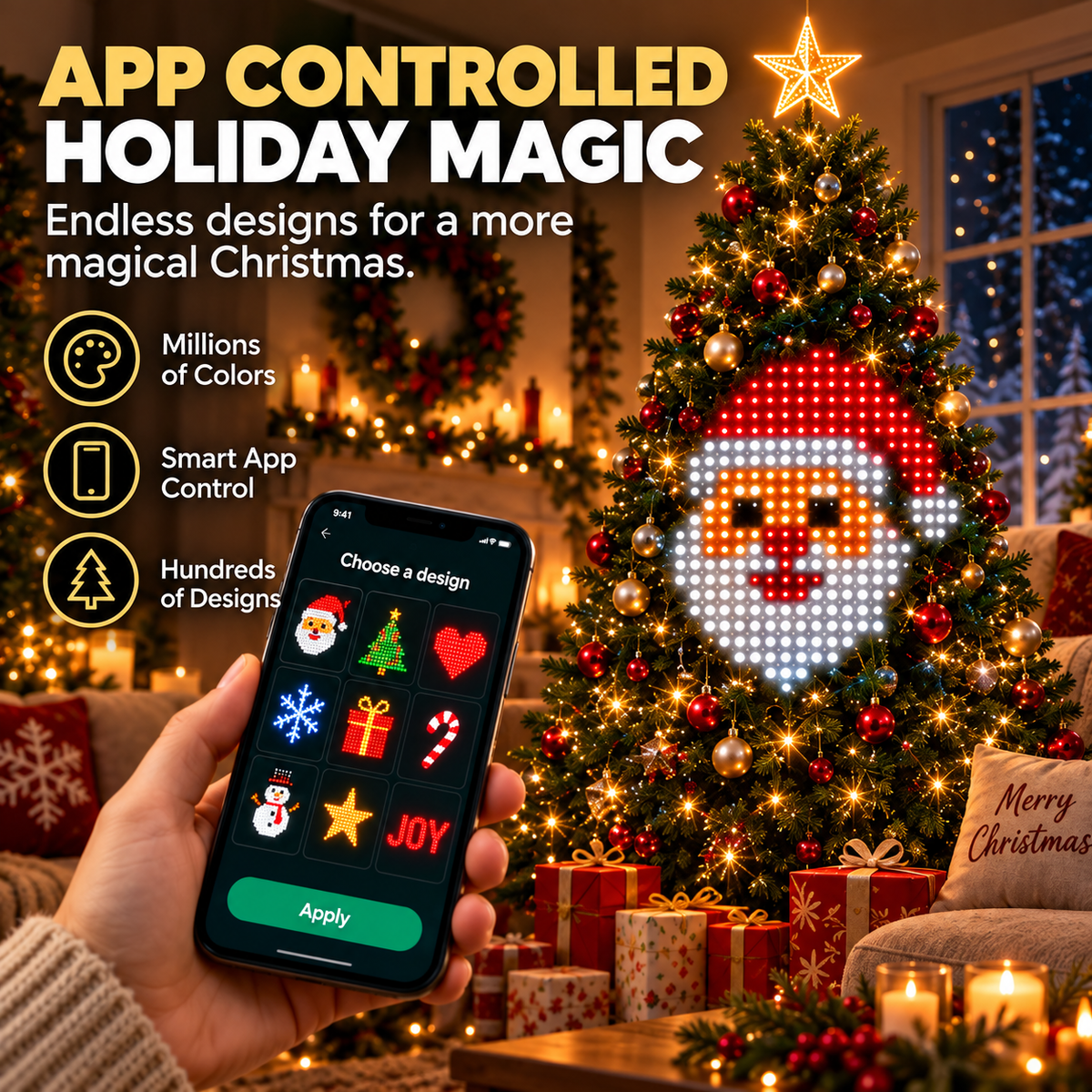 🎄Smart Christmas Tree Light Strip — Supports App-Based DIY Custom Patterns and Dynamic Lighting Effects🎄
