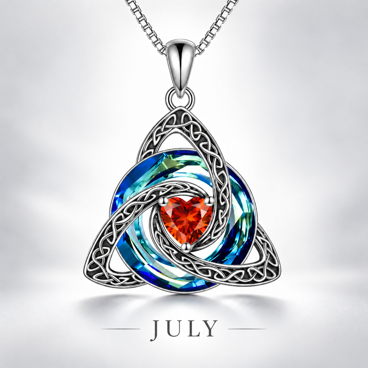 Celtic Trinity Knot Birthstone Necklace - Eternal Love Pendant & Perfect Gift