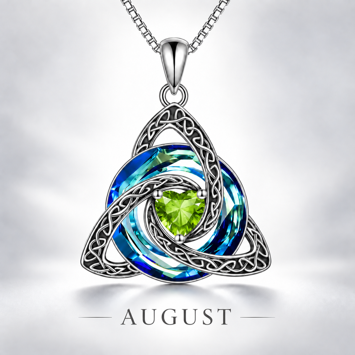 Celtic Trinity Knot Birthstone Necklace - Eternal Love Pendant & Perfect Gift