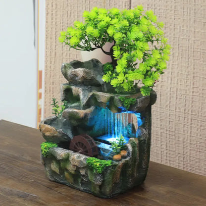 Zen Tabletop Water Fountain with LED Lights – Relaxing Indoor Waterfall Decor