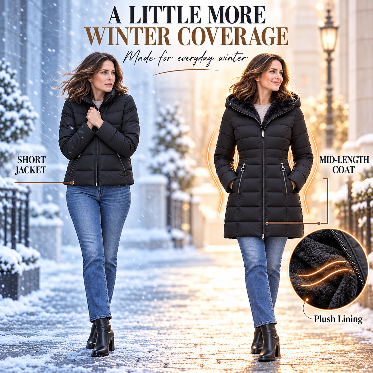 Stay Warm Without the Bulk: Women’s Plush-Lined Puffer Coat