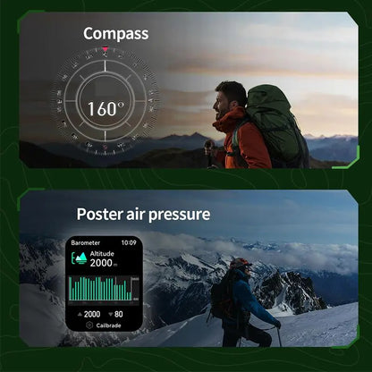 Rugged Military Smartwatch – 2.01" HD Display, Bluetooth Calling & 100+ Sports Modes