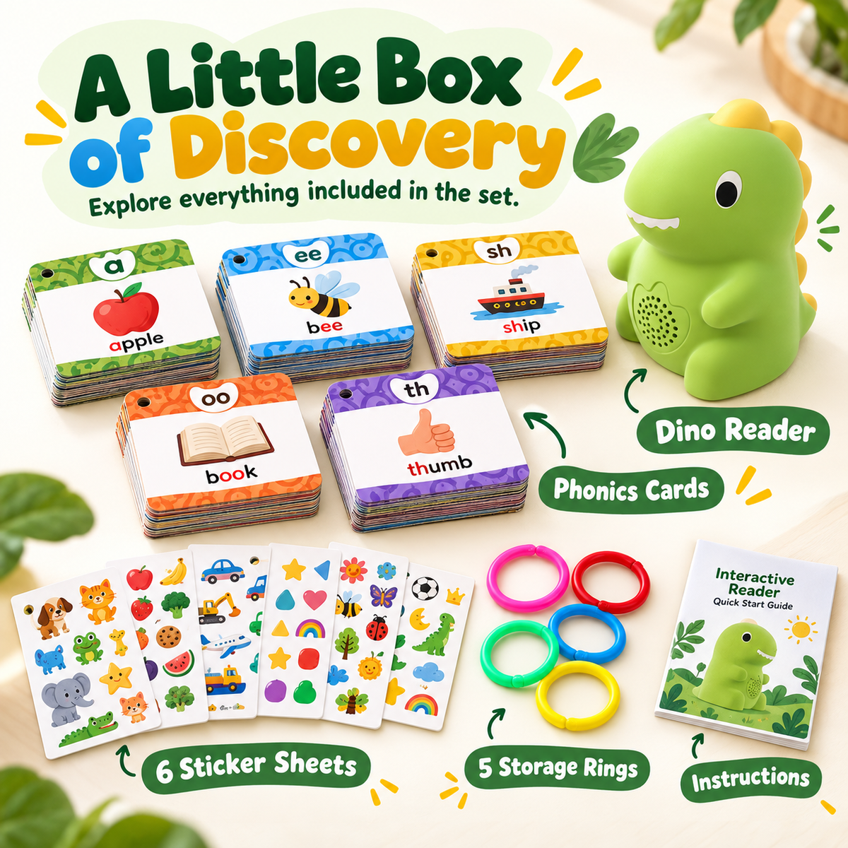 🦖 Little Learning Dino – Interactive Talking Flash Cards for Kids | Montessori Educational Toy