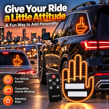 ✋🔥 LED Car Gesture Light – Wireless Remote-Controlled LED Hand Sign