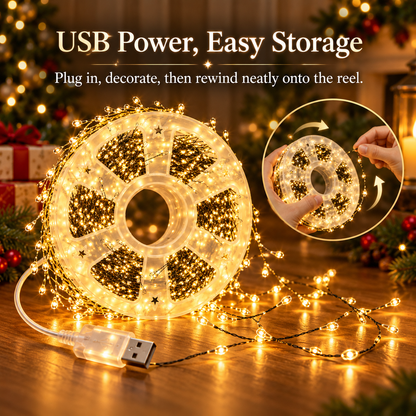 LED Firecracker Fairy String Lights, 65.6ft 600 LEDs / 164ft 1500 LEDs, USB Powered with Storage Reel