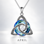 Celtic Trinity Knot Birthstone Necklace - Eternal Love Pendant & Perfect Gift