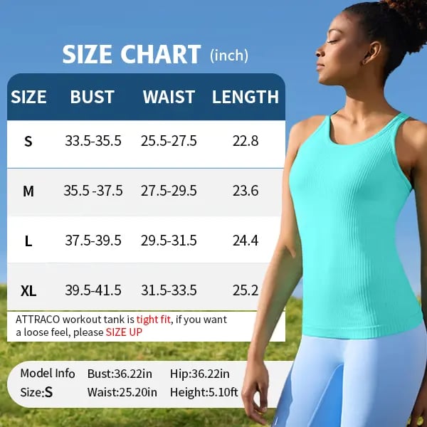 Ribbed Workout Tank Tops for Women with Built in Bra Tight Racerback Scoop Neck Athletic Top