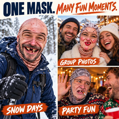 ❄️ Realistic Print Balaclava, Funny Full Face Ski Mask for Halloween & Winter Sports 👺