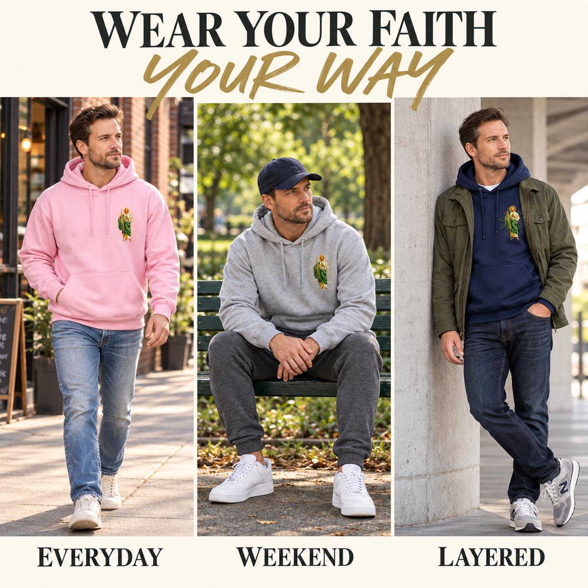 Faith Everyday: San Judas Tadeo Premium Fleece Hoodie