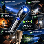 Military-Grade 2-in-1 Zoomable Tactical Flashlight & Emergency Power Bank: Ultra-Bright LED, COB Work Light & 5400mAh High-Capacity Battery 🔦⚡