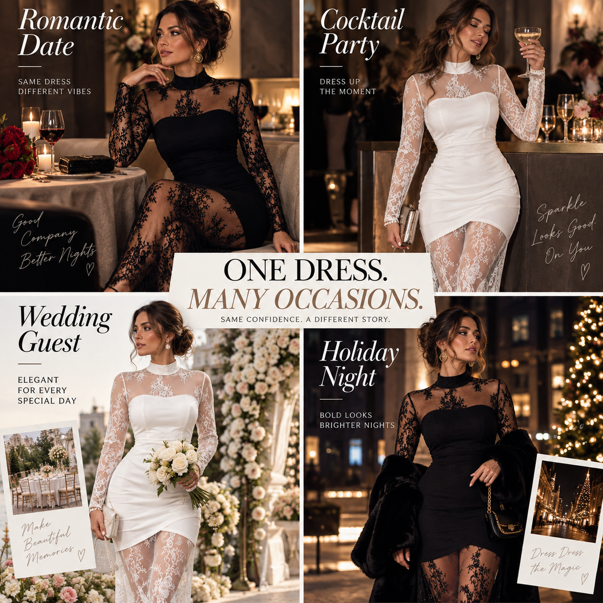 Sheer Lace Elegance Mock-Neck Bodycon Maxi Dress