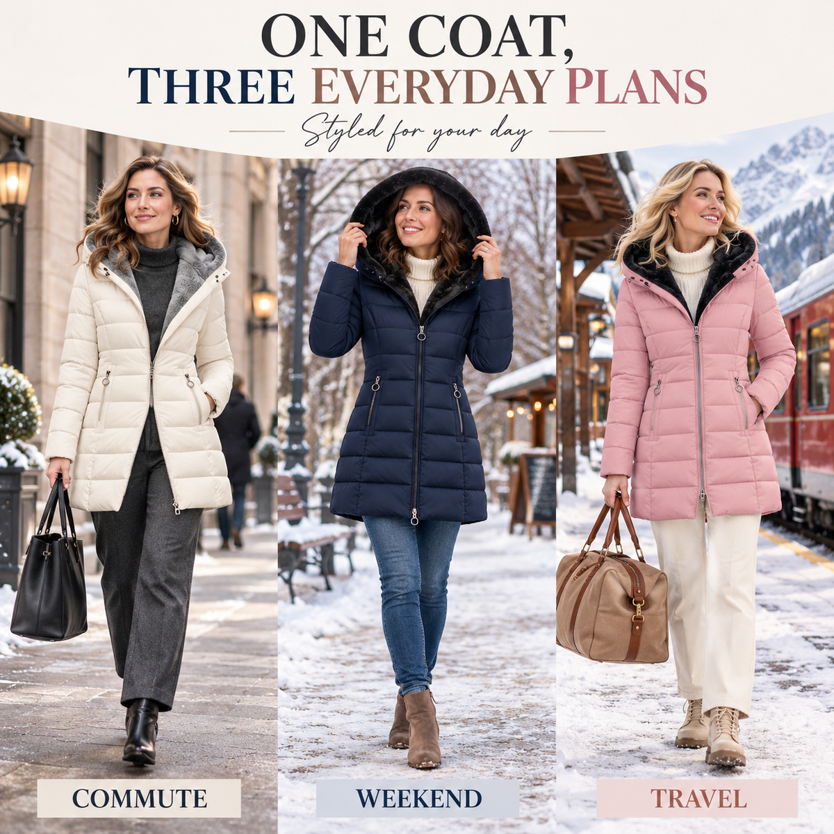 Stay Warm Without the Bulk: Women’s Plush-Lined Puffer Coat