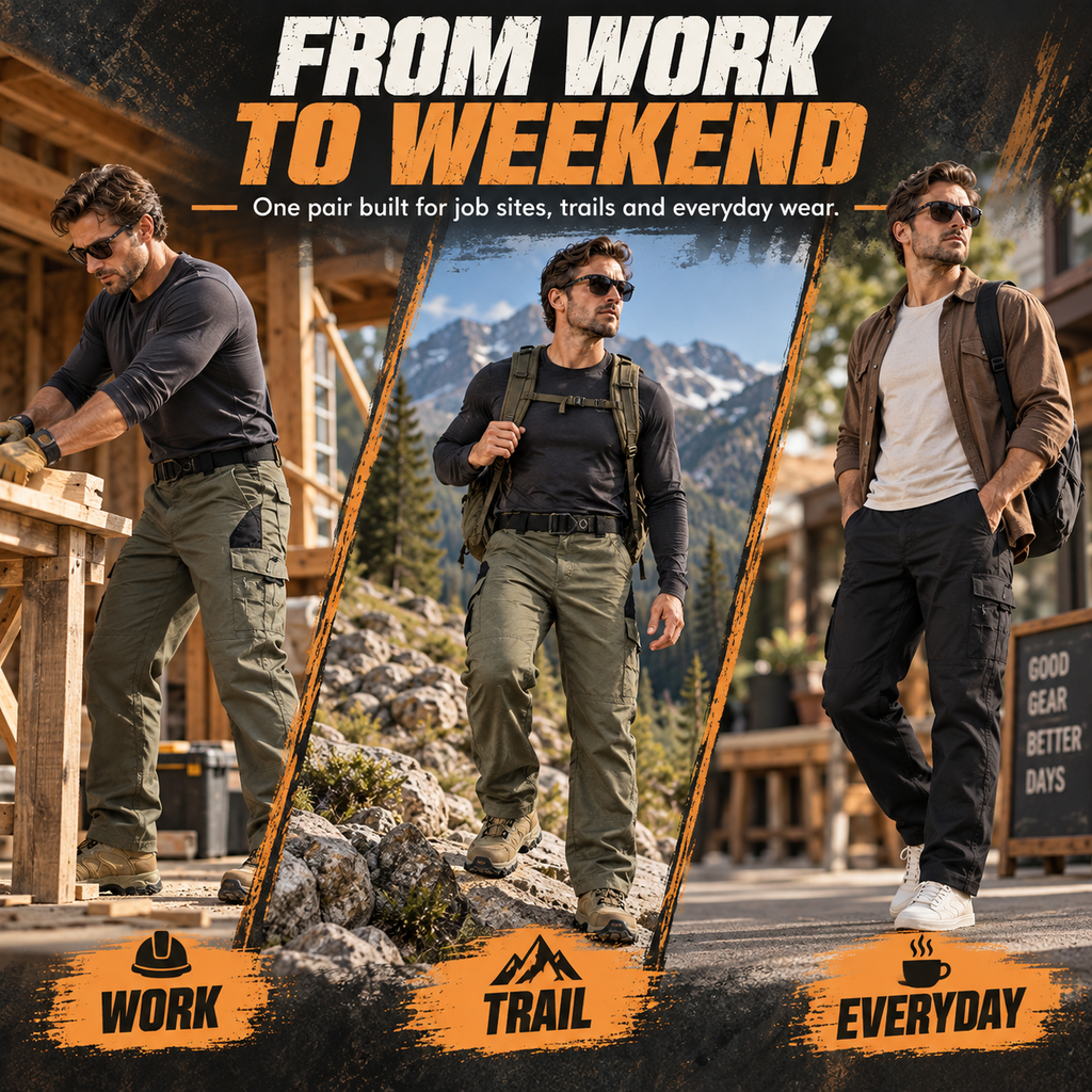 Men's All-Terrain Stretch Utility Cargo Pants - Water-Resistant & Lightweight Outdoor Trousers