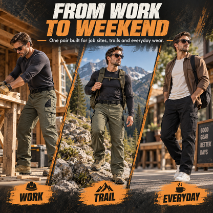 Men's All-Terrain Stretch Utility Cargo Pants - Water-Resistant & Lightweight Outdoor Trousers