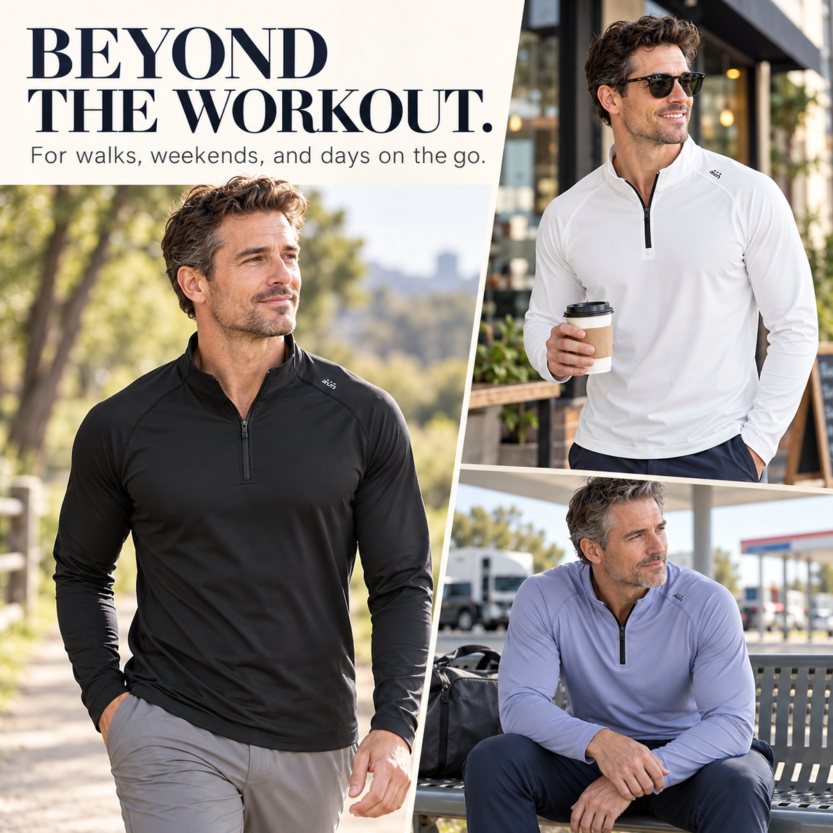 Men’s Half-Zip Long Sleeve Pullover – Stretch Comfort & Everyday Style