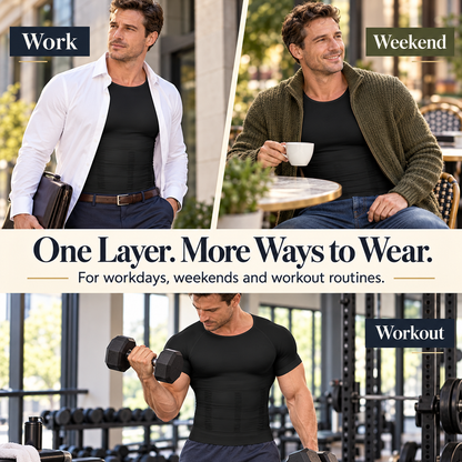 🔥 Men's Tummy Control Shapewear Shirt – Slimming Compression Top for Everyday Wear