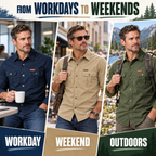 Men’s Rugged Utility Shirt – Long Sleeve Button-Up with Dual Chest Pockets