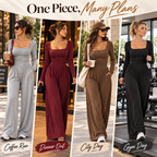 Women’s Square Neck Ruched Wide-Leg Jumpsuit