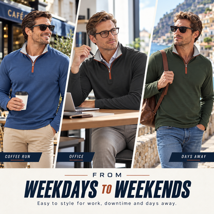 Men’s Quarter-Zip Pullover with Contrast Trim