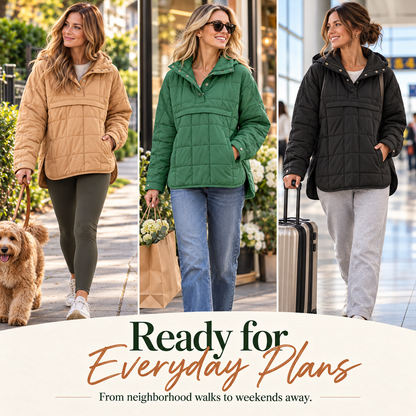 Tanming Women's Lightweight Quilted Hooded Anorak Jacket
