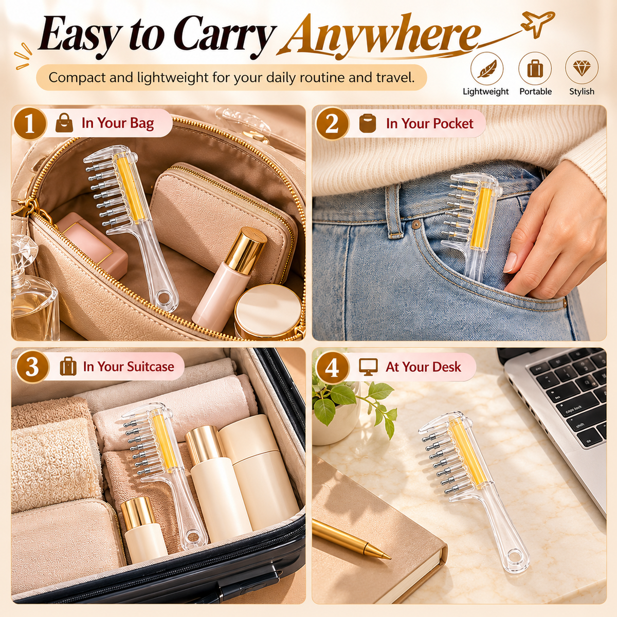 💧 Refillable Scalp Oil Applicator Comb – Precision Roller Massage for Easy, Even Hair Root Care