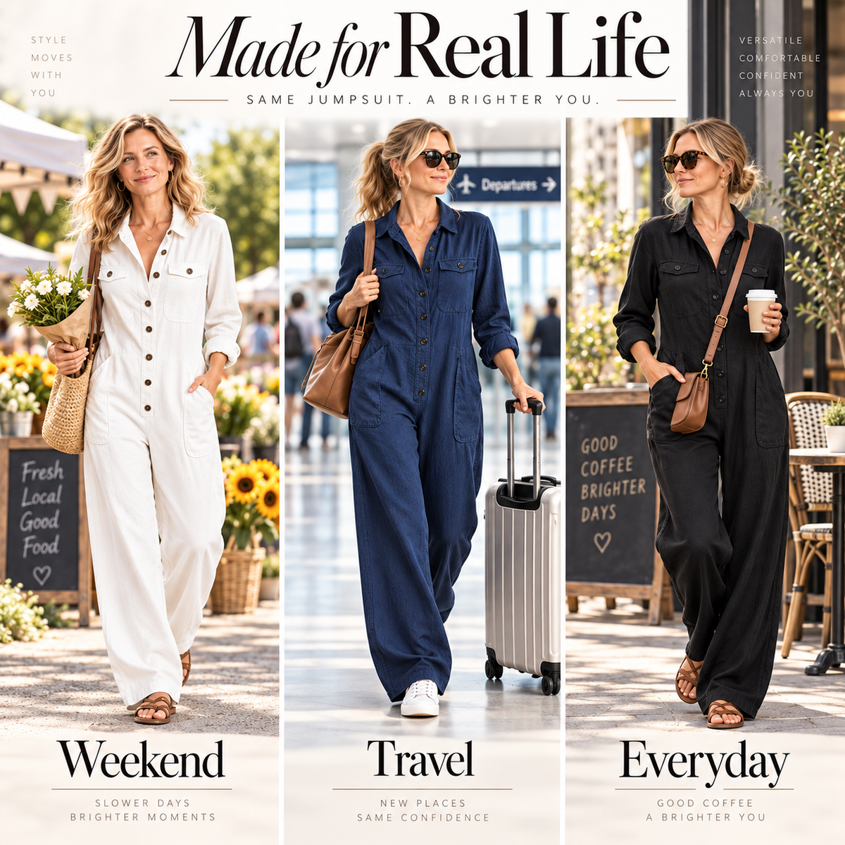 Women's 2026 New French Style Button-Front Full-Length Workwear Jumpsuit