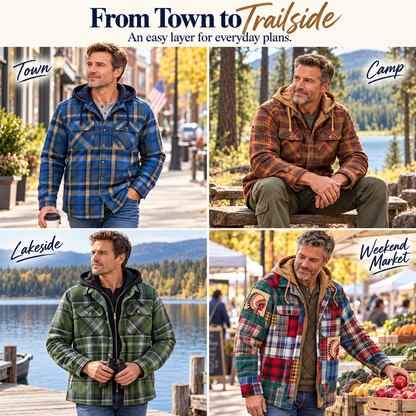 Men’s Quilted Flannel Hooded Shirt Jacket