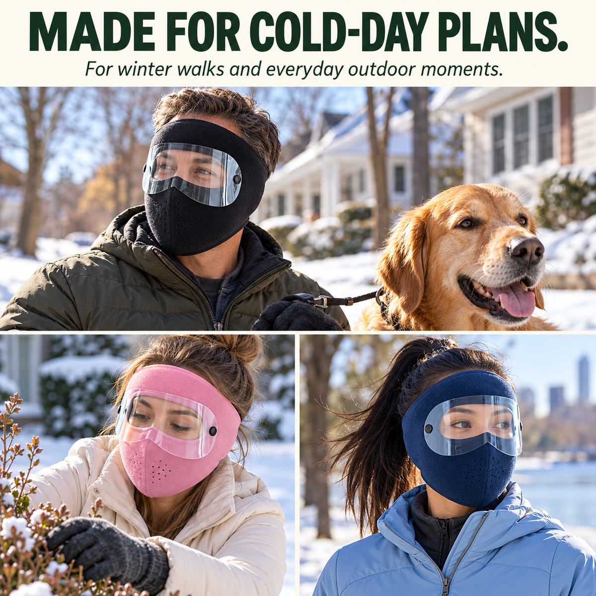 ❄️ Winter Warm Fleece Thermal Face Mask with Detachable Clear Visor