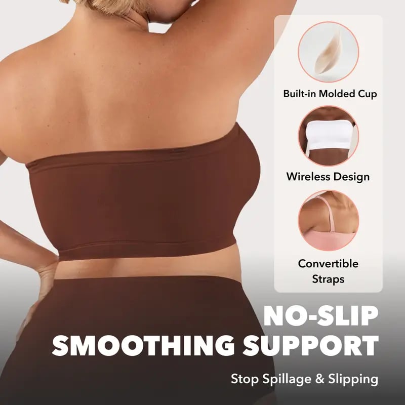 ✨ Convertible Strapless Bandeau Bra with Wireless Comfort, Anti-Slip Grip 👍Suitable for All Body Types