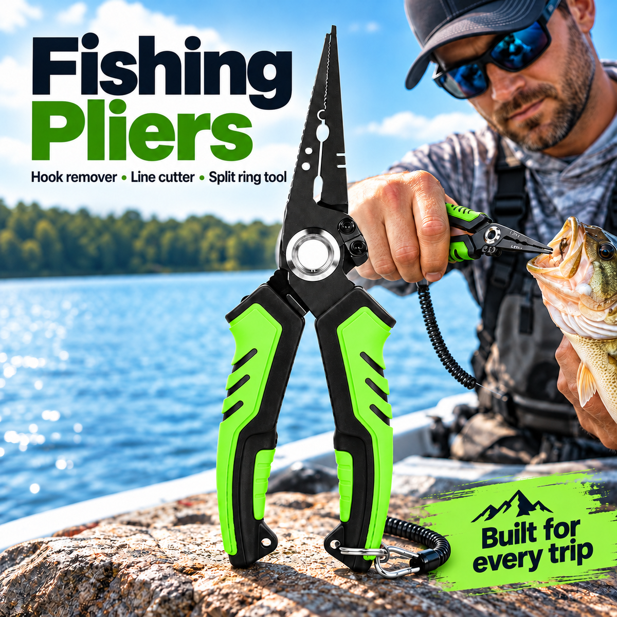 🎣17-4 Stainless Steel Fishing Pliers – Tungsten Carbide Cutter & Hook Remover🎣