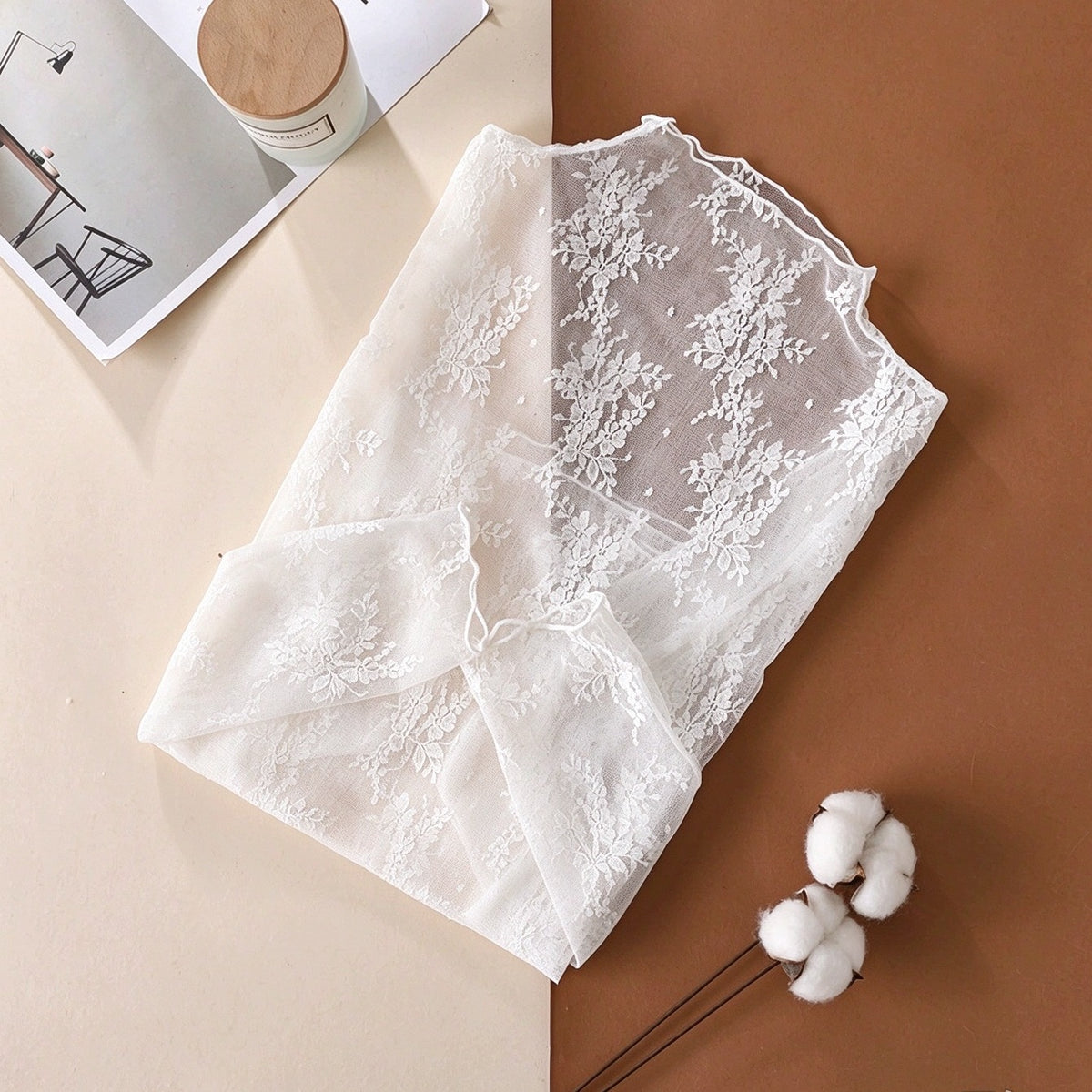 🖤 See-Through Floral Lace Layering Top & Long Sleeve Tee