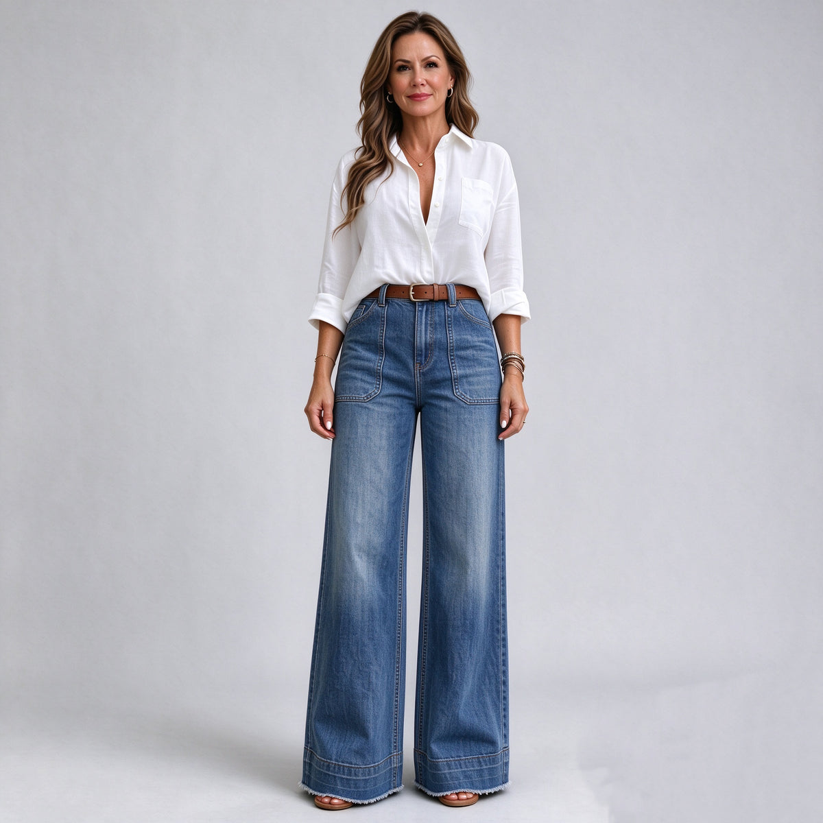 Vintage High-Waisted Wide-Leg Denim Jeans | Ultra-Soft Comfort & Relaxed Fit
