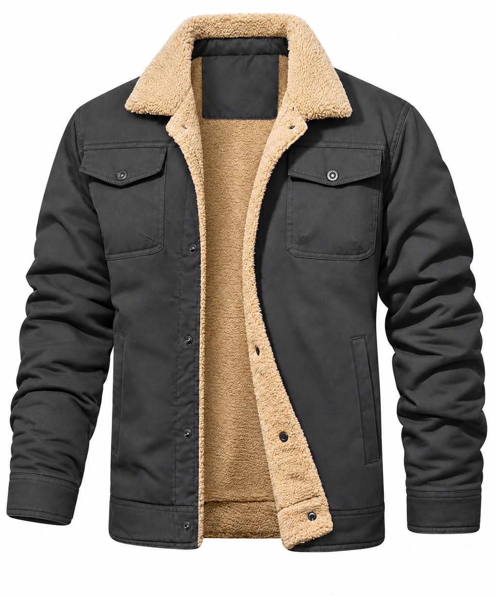 Men's fleece-lined winter truck driver work jacket - warm and cozy, easily handle today's cold.
