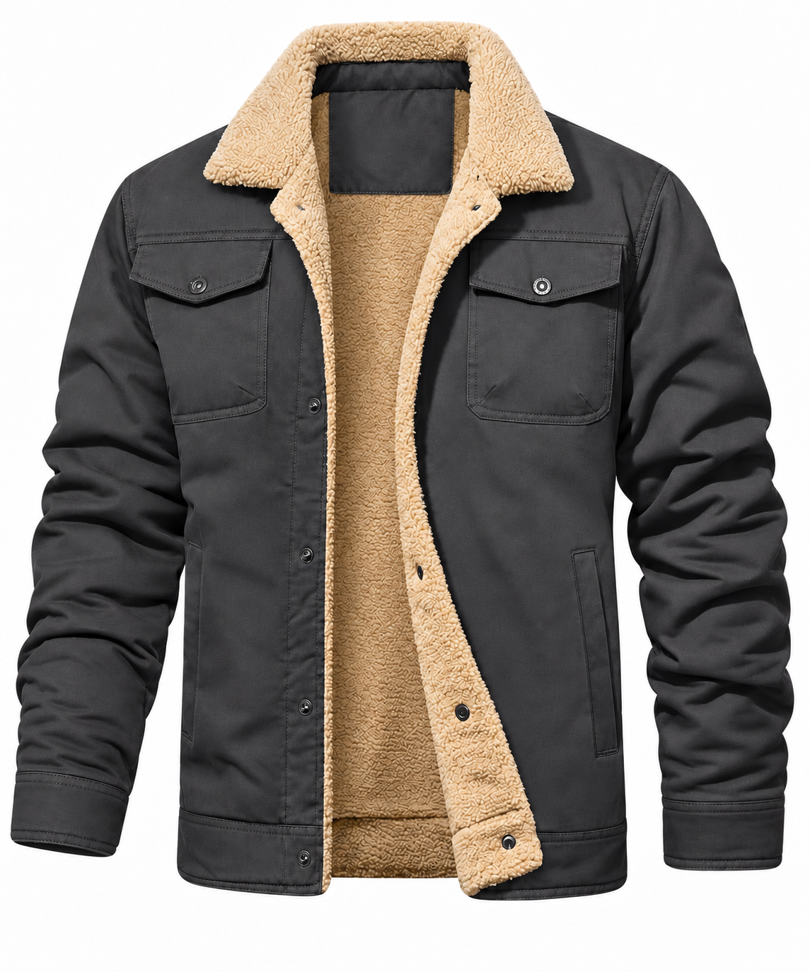 Men's fleece-lined winter truck driver work jacket - warm and cozy, easily handle today's cold.