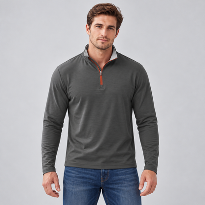 Men’s Quarter-Zip Pullover with Contrast Trim