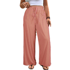 Women’s Plus Size High-Waisted Stretchy Striped Wide-Leg Casual Pants