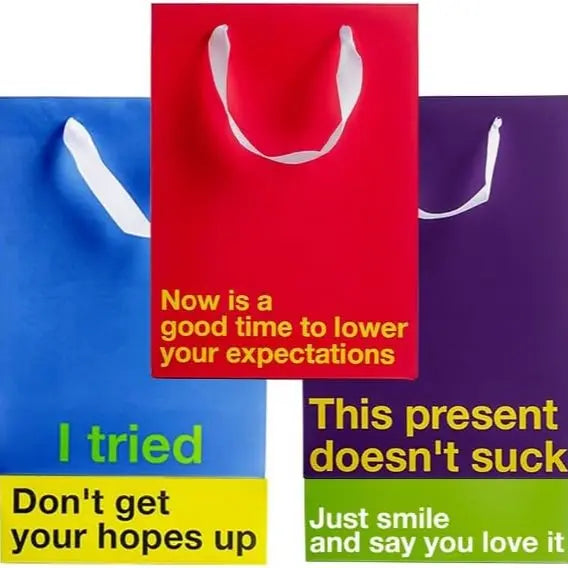 Funny Gift Bags -Set of 5- Snarky, Perfect for Gifts, Secret Santa, and Christmas