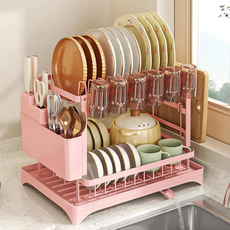 🔥Free shipping🔥2-Tier Rust-Proof Dish Drying Rack Organiser for Kitchen Counter🍽️