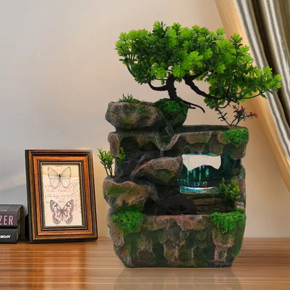 Zen Tabletop Water Fountain with LED Lights – Relaxing Indoor Waterfall Decor