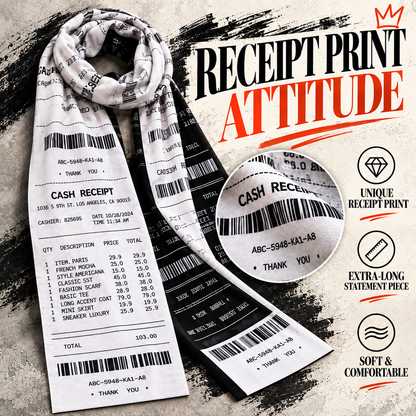 🧣Extra-Long Receipt Print Scarf – Fashionable, Warm & Comfortable🧣