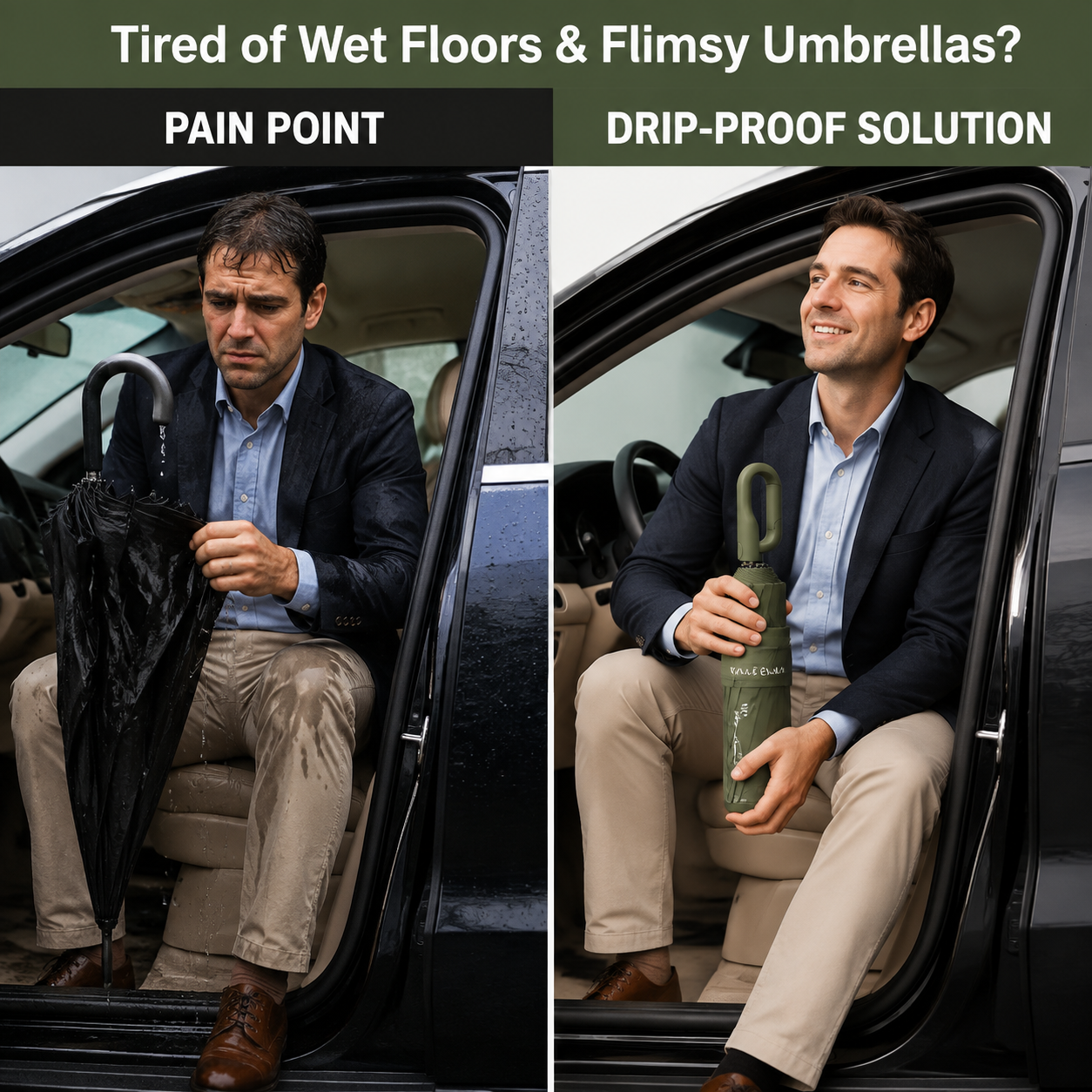 Magic Water-Revealing Automatic Umbrella with Drip-Proof Sleeve