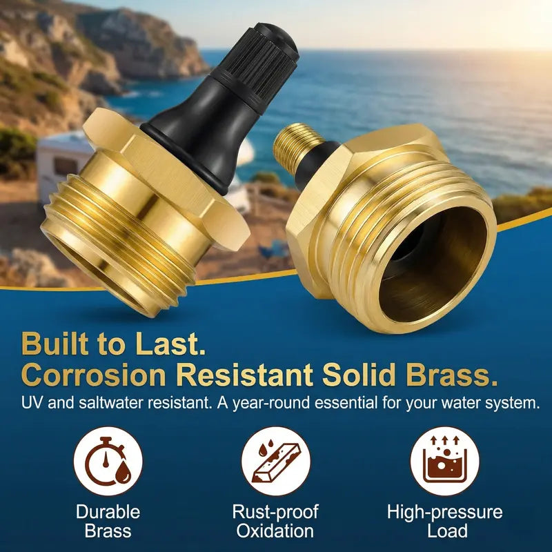Solid Brass RV Blow Out Plug Adapter for Quick Winterizing & Water Line Protection