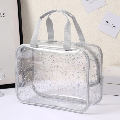 👜Holographic Star Toiletry Bag – Large Capacity Cosmetic Organizer👜